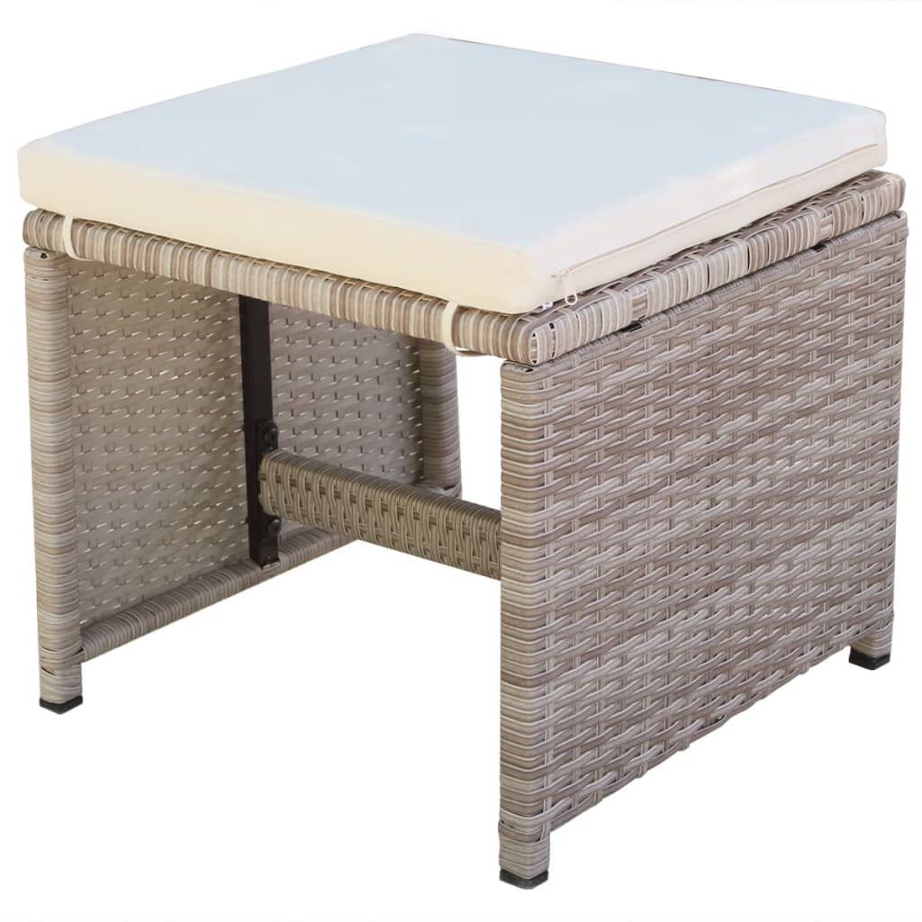 vidaXL 5 Piece Outdoor Dining Set with Cushions Poly Rattan Beige