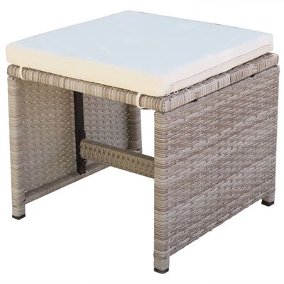 vidaXL 5 Piece Outdoor Dining Set with Cushions Poly Rattan Beige