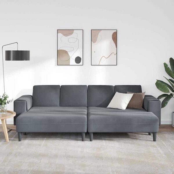 Sofa Set 3 pcs Dark grey Velvet