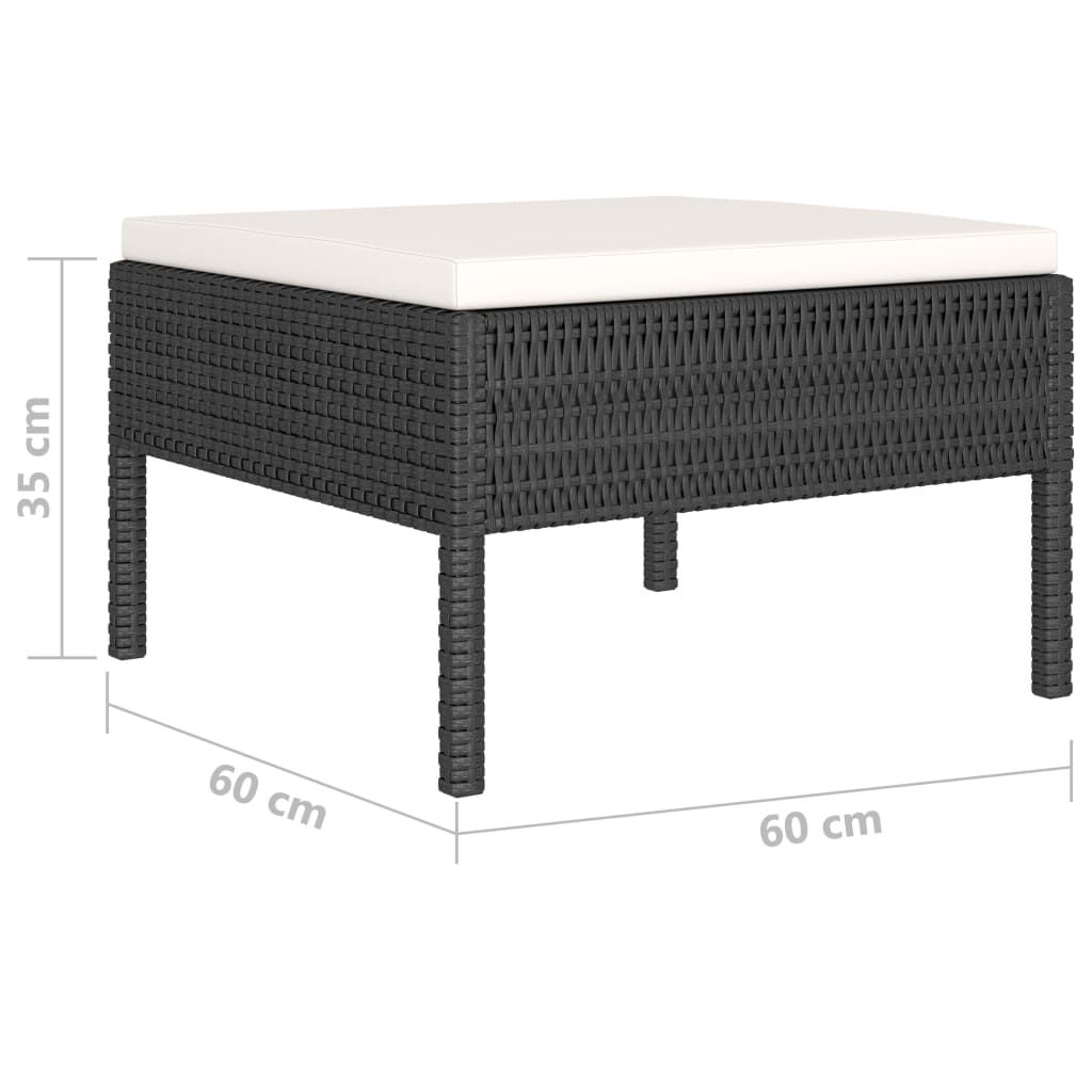 vidaXL 6 Piece Garden Lounge Set with Cushions Poly Rattan Black