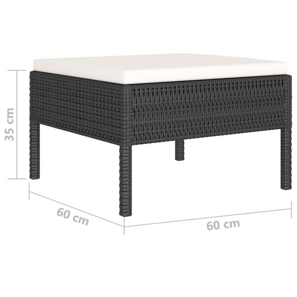vidaXL 6 Piece Garden Lounge Set with Cushions Poly Rattan Black