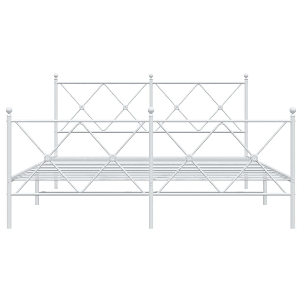 vidaXL Metal Bed Frame without Mattress with Footboard White 150x200cm