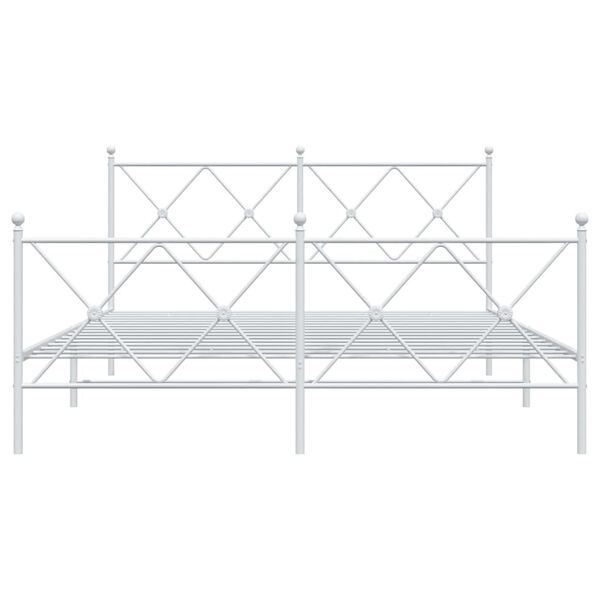 vidaXL Metal Bed Frame without Mattress with Footboard White 150x200cm
