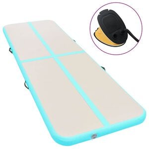 vidaXL Inflatable Gymnastics Mat with Pump 400x100x10 cm PVC Green