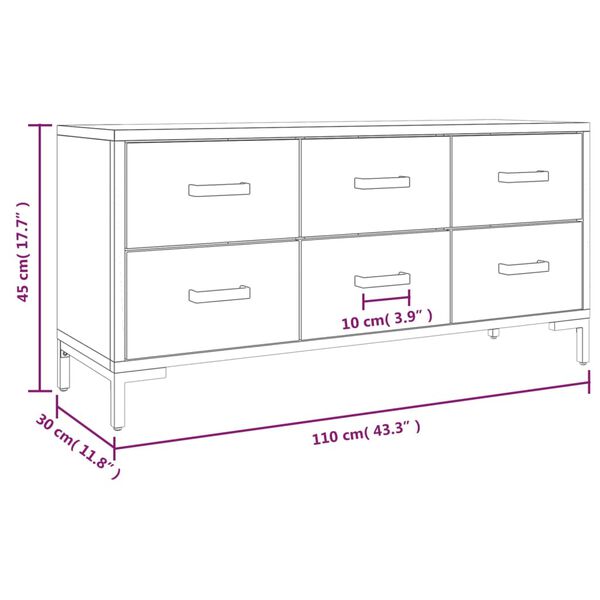 vidaXL Storage Cabinet Brown 110x30x45 cm Solid Pinewood