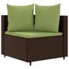 vidaXL 6 Piece Garden Sofa Set with Cushions Brown Poly Rattan