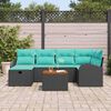 vidaXL Garden Sofa Set with Cushion 7 pcs Black Poly rattan
