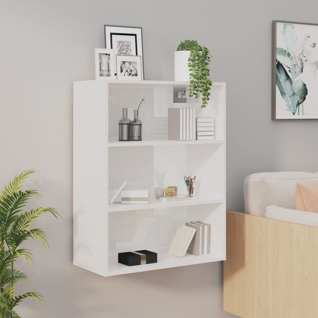 vidaXL Hanging Wall Cabinet High Gloss White 69.5x32.5x90 cm