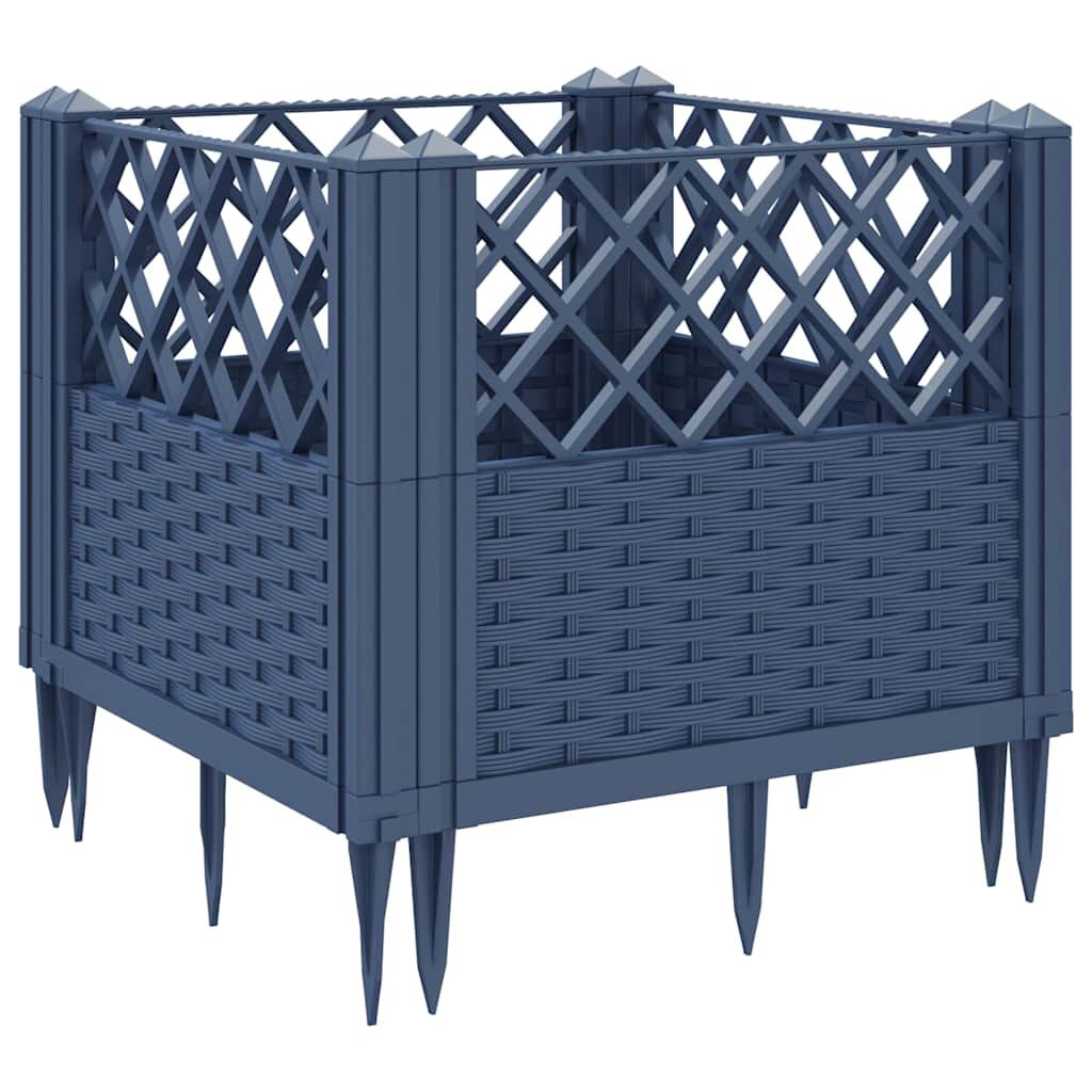 vidaXL Garden Planter with Pegs Blue Grey 43.5x43.5x43.5 cm PP