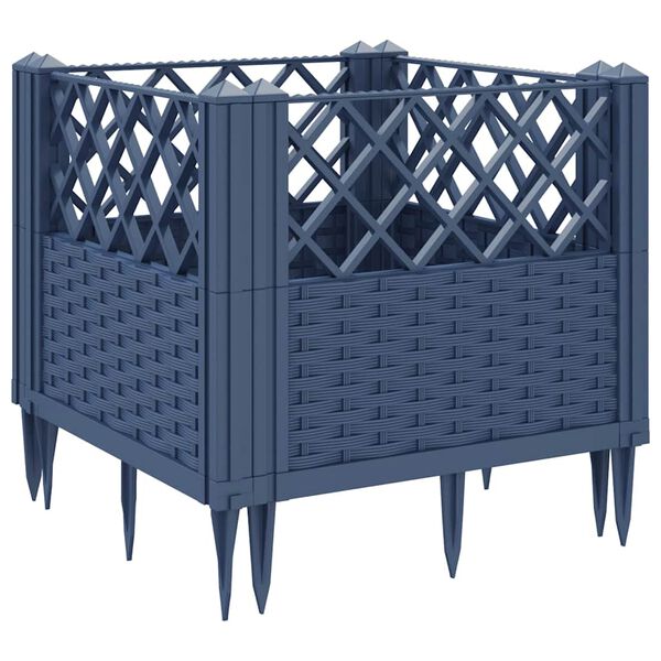 vidaXL Garden Planter with Pegs Blue Grey 43.5x43.5x43.5 cm PP