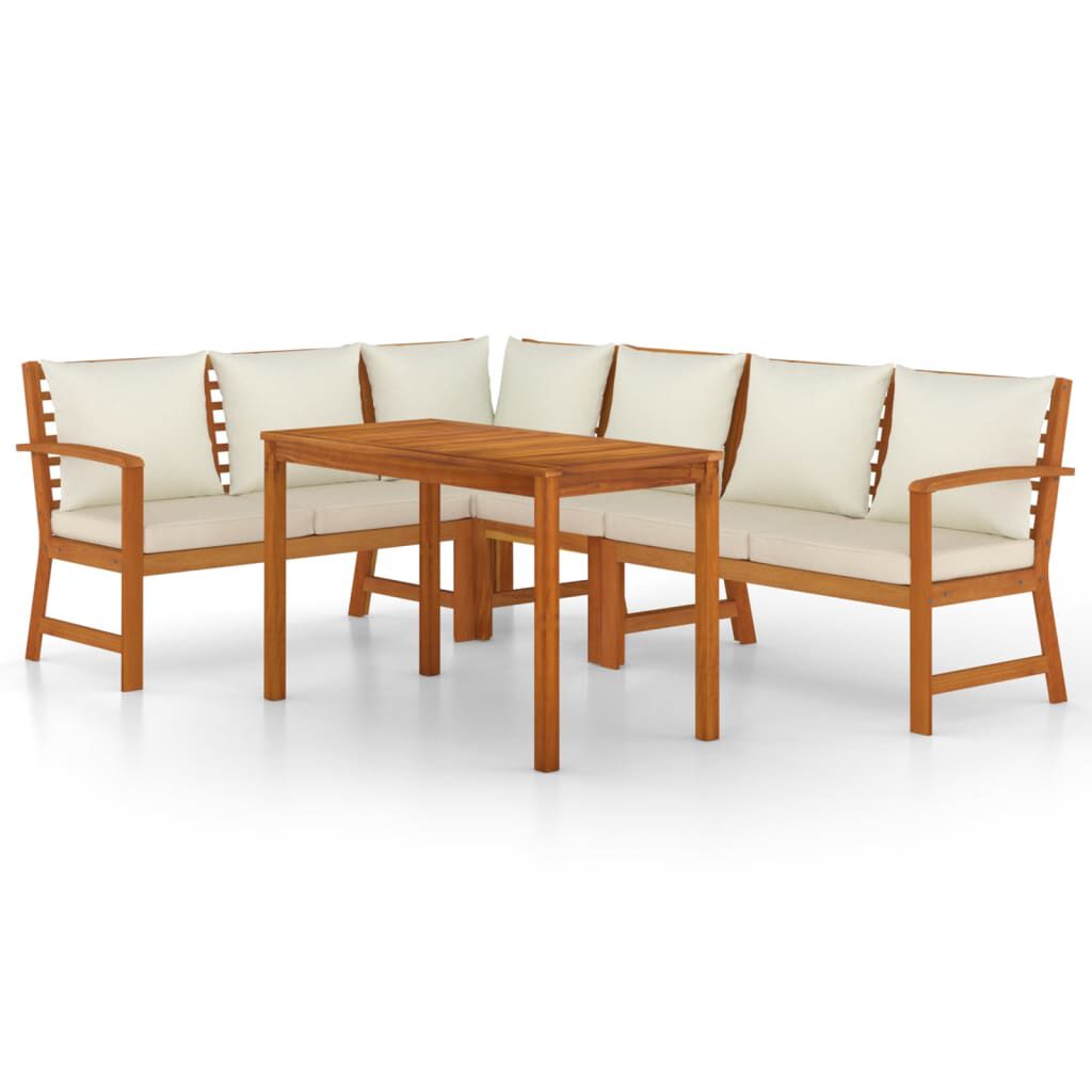 vidaXL 5 Piece Garden Dining Set with Cushions Solid Wood Acacia