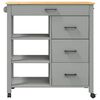 vidaXL Kitchen Trolley MONZA 84x40x90 cm Solid Wood Pine