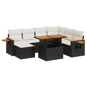 vidaXL 8 Piece Garden Sofa Set with Cushions Black Poly Rattan