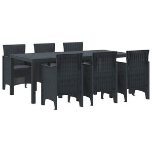 vidaXL Garden Dining Set 7 pcs Anthracite Polt rattan