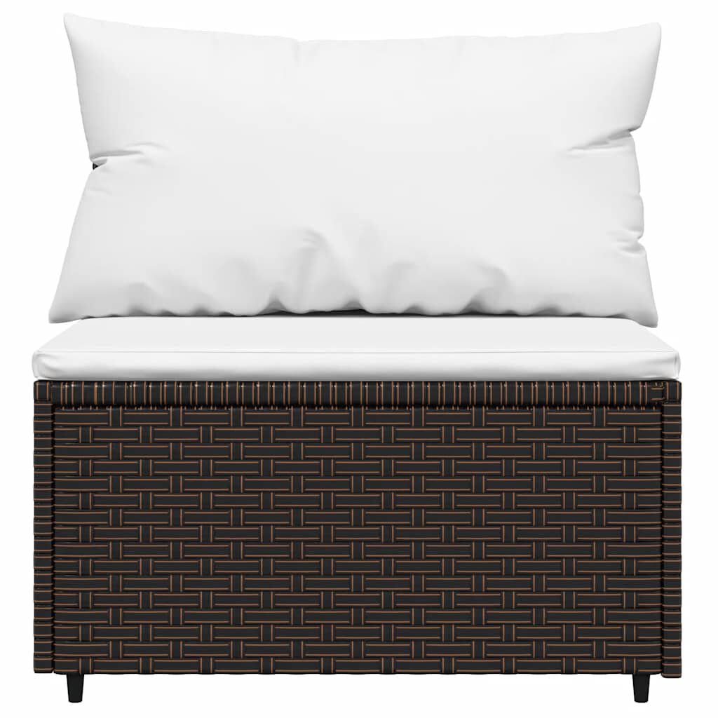 vidaXL 3 Piece Garden Lounge Set with Cushions Brown Poly Rattan