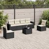 vidaXL 7 Piece Garden Sofa Set with Cushions Black Poly Rattan