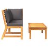 vidaXL 3 Piece Garden Lounge Set with Dark Grey Cushion Solid Acacia Wood