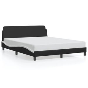 vidaXL Bed Frame "Dover" Black and White 152x203 cm Queen Faux Leather