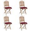 vidaXL 5 Piece Folding Outdoor Dining Set with Cushions Bamboo