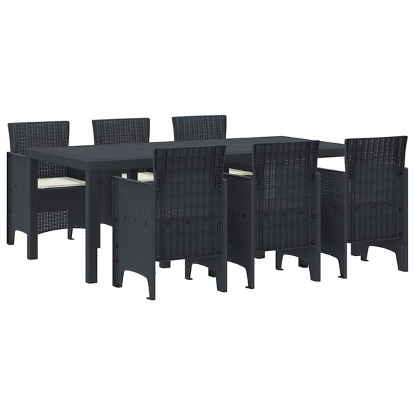 vidaXL Garden Dining Set 7 pcs Anthracite Polt rattan