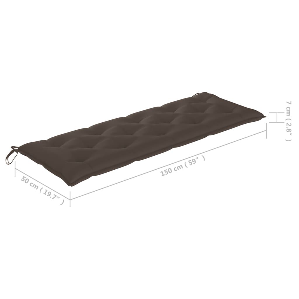 vidaXL Stacking Garden Bench with Cushion 159 cm Solid Teak Wood