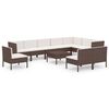 vidaXL 11 Piece Garden Lounge Set with Cushions Poly Rattan Brown
