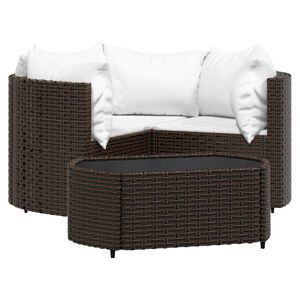 vidaXL 4 Piece Garden Lounge Set with Cushions Brown Poly Rattan