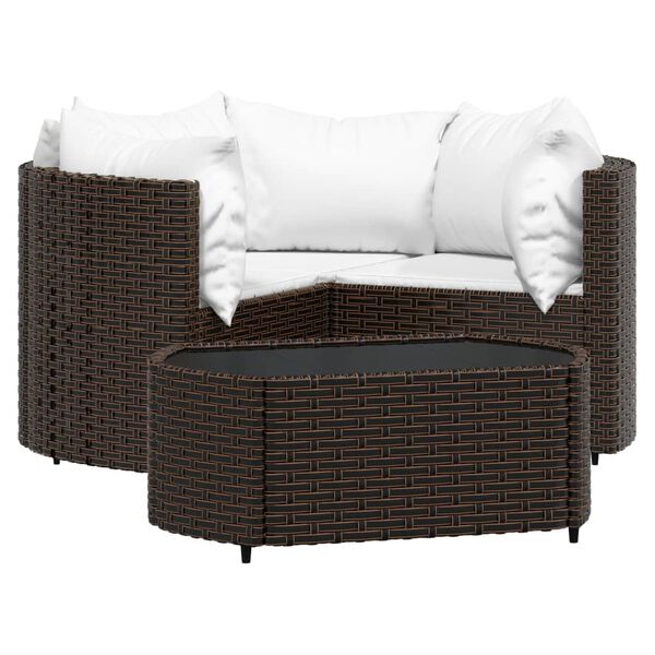 vidaXL 4 Piece Garden Lounge Set with Cushions Brown Poly Rattan