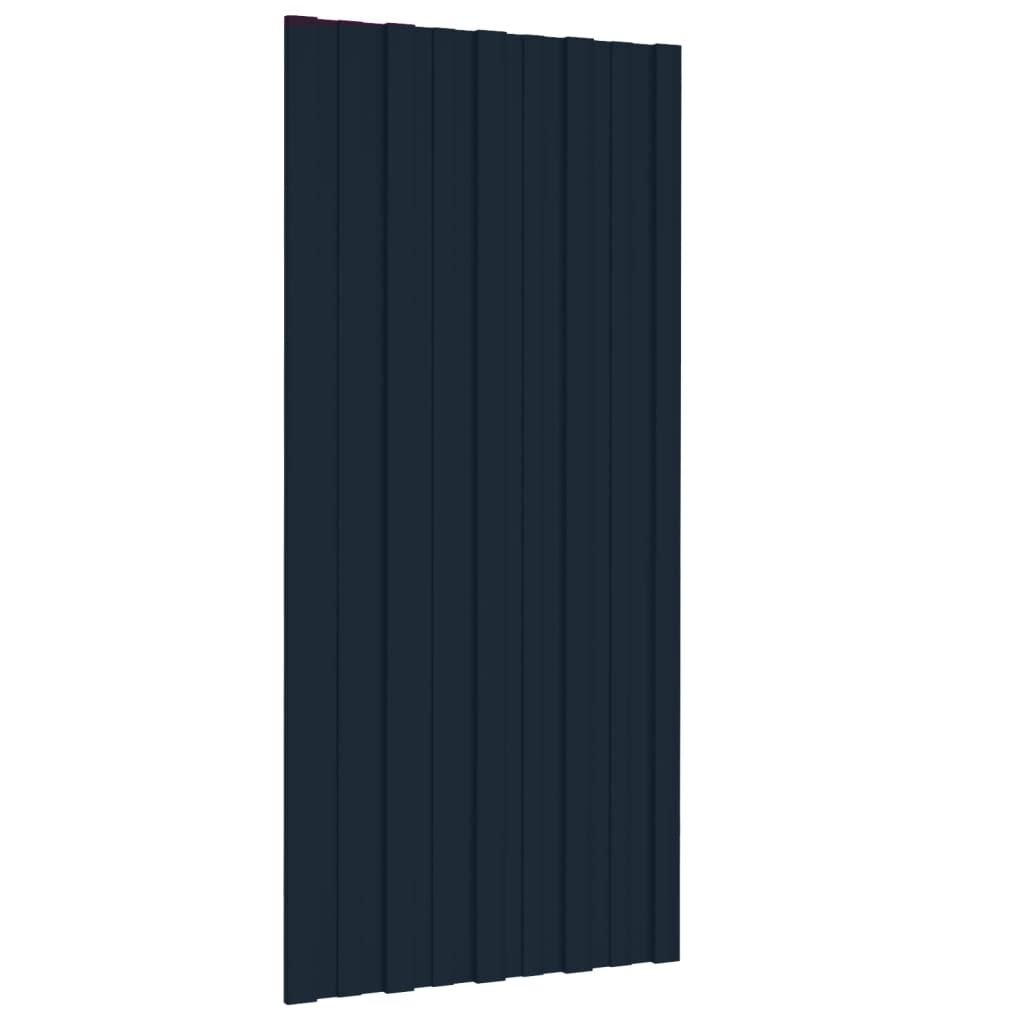 vidaXL Roof Panels 12 pcs Galvanised Steel Anthracite 100x45 cm