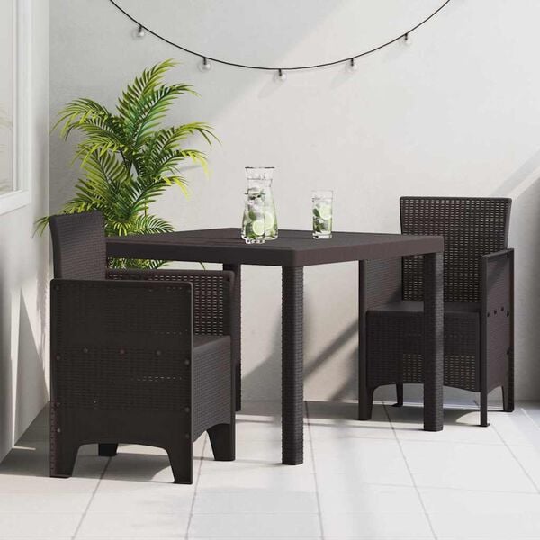 vidaXL Garden Dining Set 3 pcs Brown Polt rattan