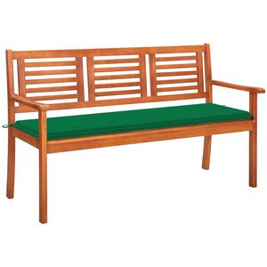 vidaXL 3-Seater Garden Bench with Cushion 150 cm Solid Eucalyptus Wood