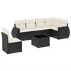 vidaXL 7 Piece Garden Sofa Set with Cushions Black Poly Rattan