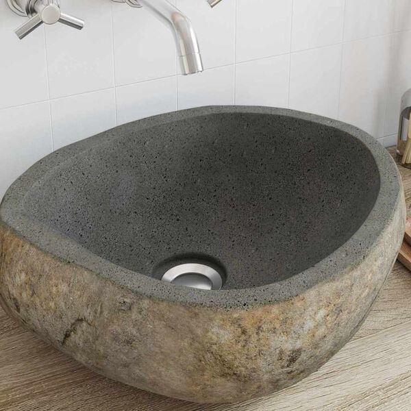 vidaXL Basin Light grey (38-45) x (30-35) x 15 cm River stone