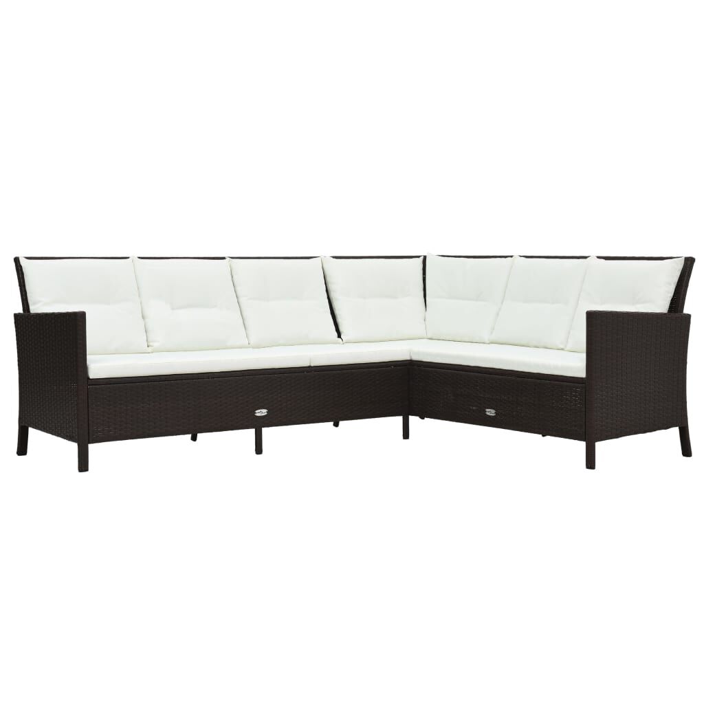 vidaXL 3 Piece Garden Lounge Set with Cushions Poly Rattan Brown