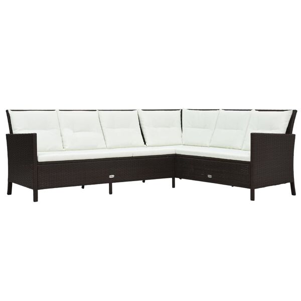vidaXL 3 Piece Garden Lounge Set with Cushions Poly Rattan Brown