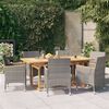 vidaXL 7 Piece Garden Dining Set with Cushions Grey