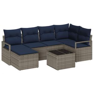 vidaXL Sofa Set 7 pcs Grey Poly Rattan