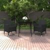 vidaXL 3 Piece Garden Dining Set with Cushions Poly Rattan and Glass