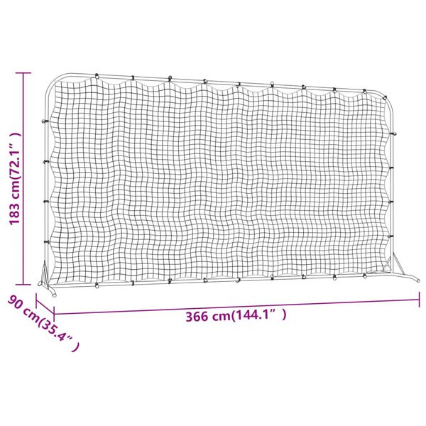 vidaXL Football Rebounder Net Black 366x90x183 cm HDPE