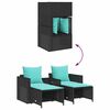 vidaXL 5 Piece Garden Sofa Set with Cushions Stackable Black Poly Rattan