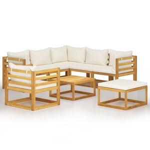 vidaXL 8 Piece Garden Lounge Set with Cushion Cream Solid Acacia Wood