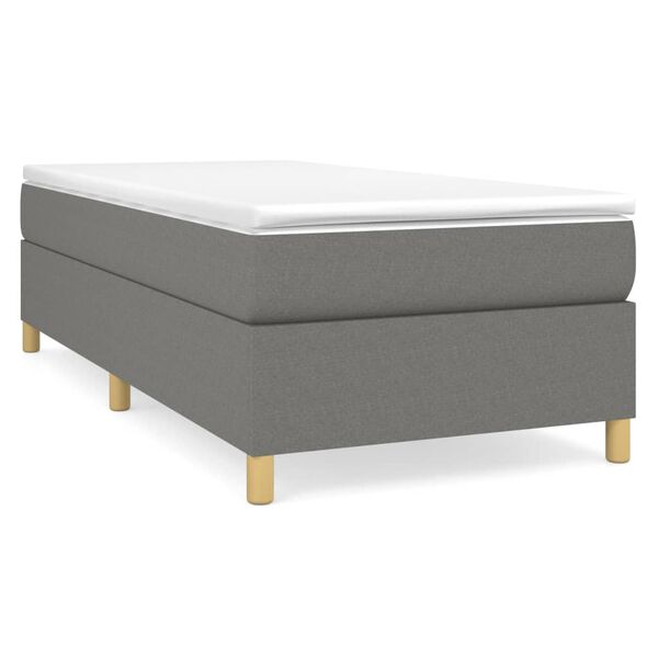 vidaXL Box Spring Bed with Mattress Dark Grey 100x203 cm Fabric