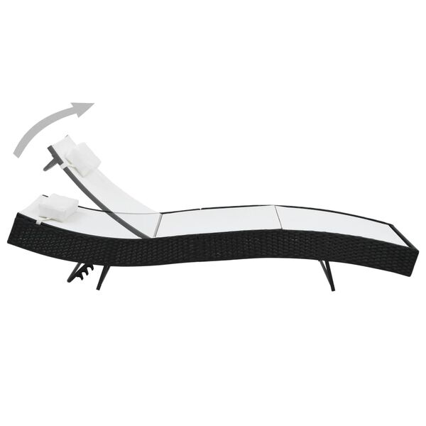 vidaXL Sun Loungers 2 pcs with Table Poly Rattan and Textilene Black