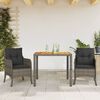vidaXL 3 Piece Garden Dining Set with Cushions Grey Poly Rattan