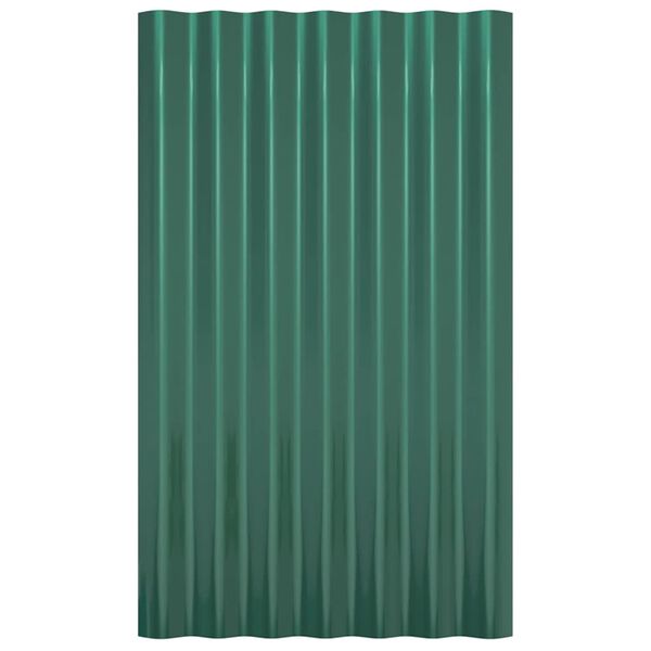 vidaXL Roof Panels 12 pcs Powder-coated Steel Green 60x36 cm