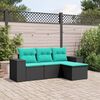 vidaXL 4 Piece Garden Sofa Set with Cushions Black Poly Rattan