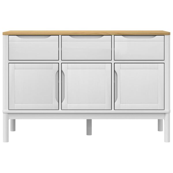 vidaXL Sideboard FLORO White 114x43x74 cm Solid Wood Pine