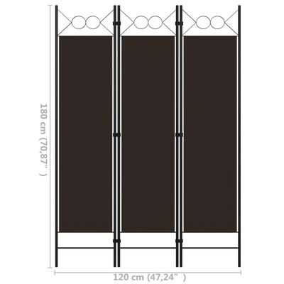 vidaXL 3-Panel Room Divider Brown 120x180 cm