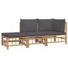 vidaXL 3 Piece Garden Lounge Set with Dark Grey Cushions Bamboo