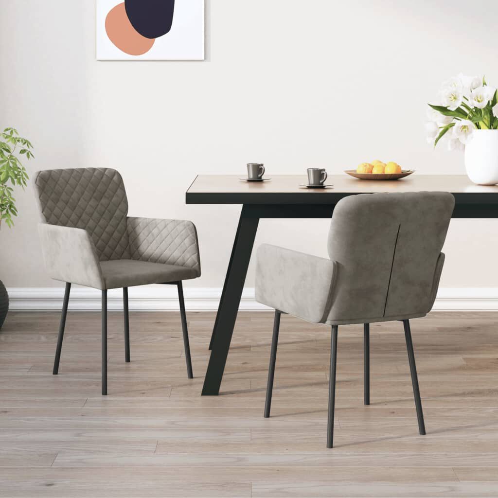 vidaXL Dining Chairs 2 pcs Light Grey Velvet